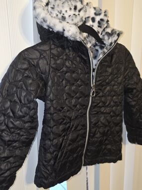 BCX Girl Black Quilted Puffer Hood Jacket with Faux Fur Lining - 3T Approx